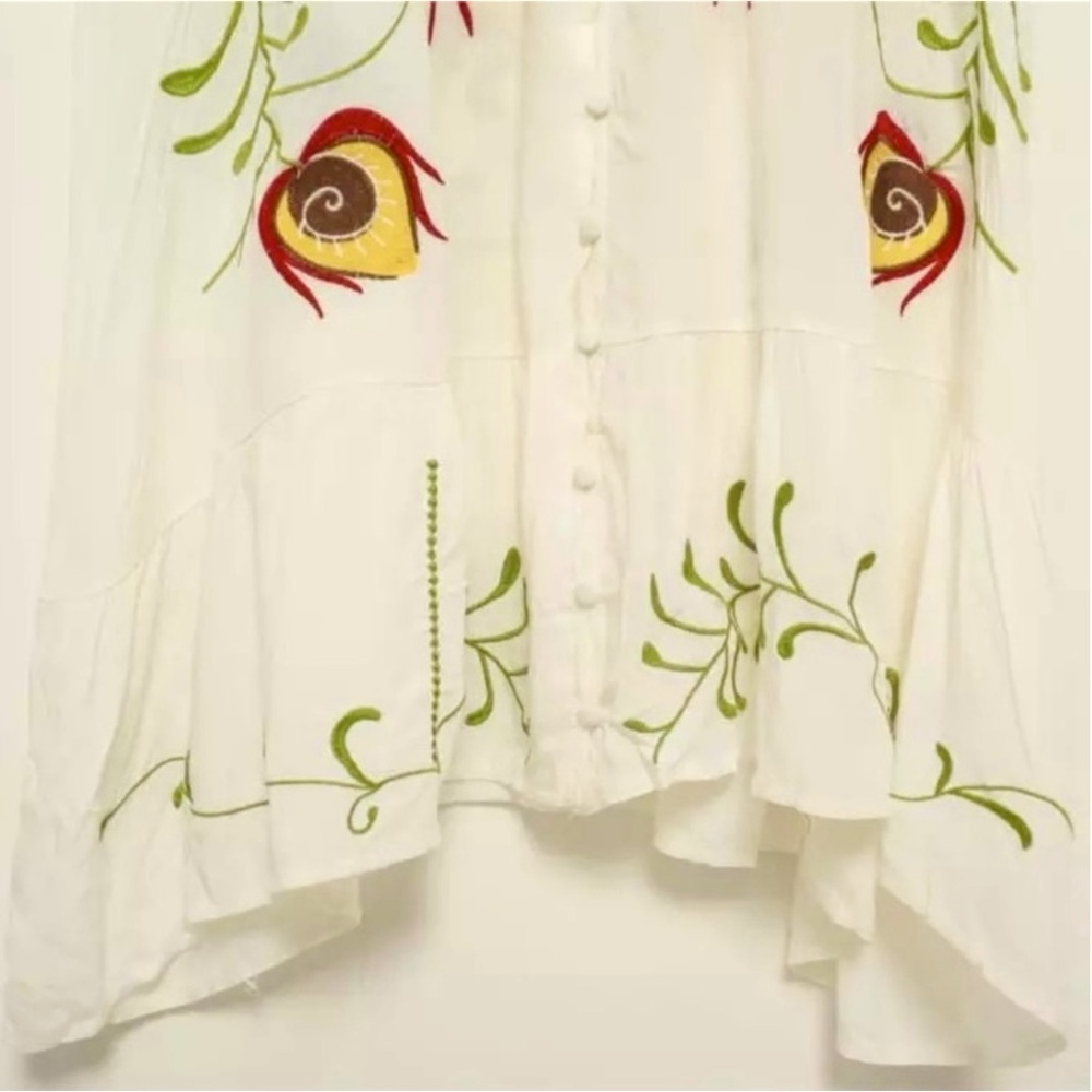 Fabulous flowing bird & heart embroidered white kimono maxi Maternity Dress - Picture 8 of 8